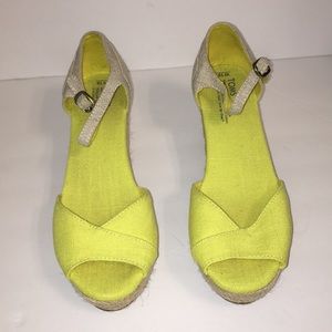 Lime Green Toms Woven Wedge Heels